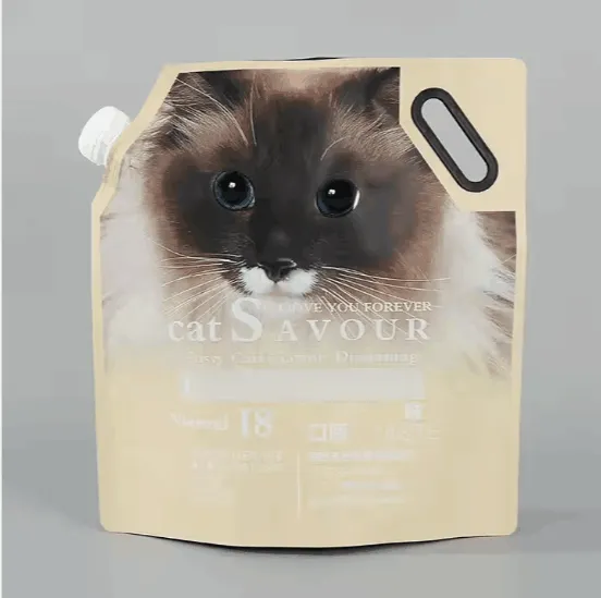 Factory Inventory Wholesale 2.5KG Cat Food Portable Suction Nozzle Packaging Bags 5 Pounds Of Pet Food Dispensing